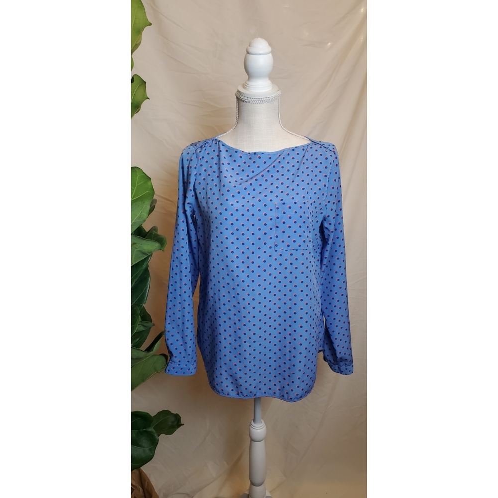 Gap Long Sleeve Blouse | Blue Polka Dot